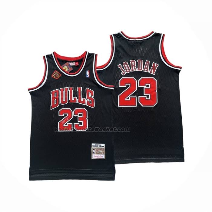 Maglia Chicago Bulls Michael Jordan No 23 Mitchell & Ness 1997-98 Nero Firmada(1)
